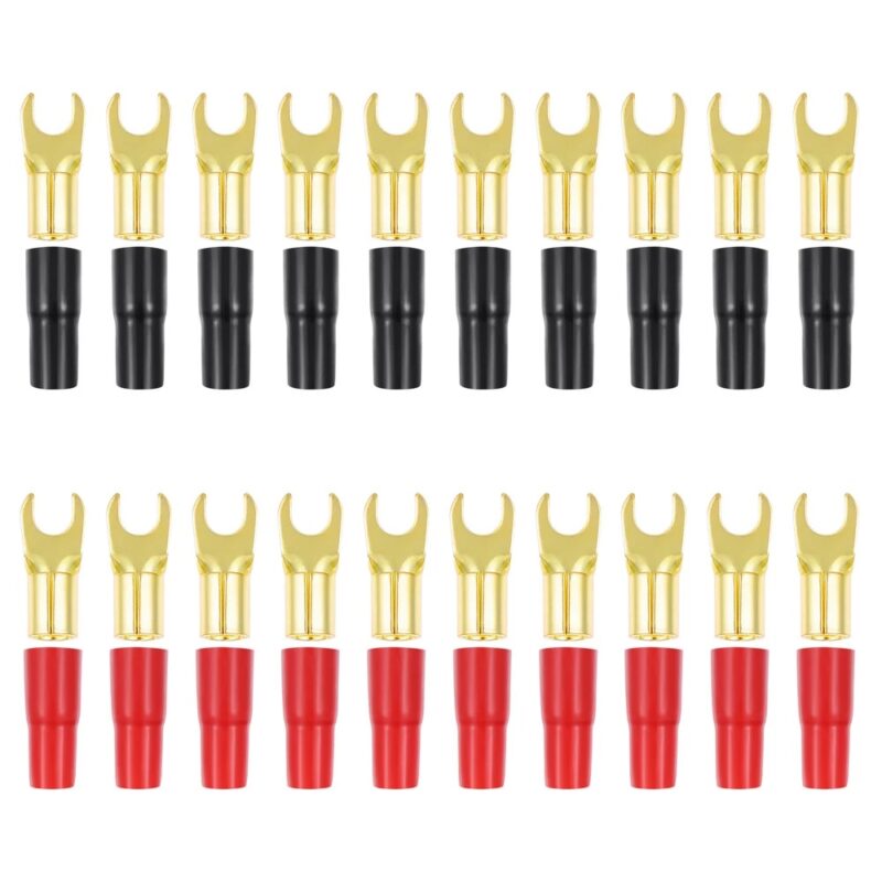 5mm Copper Gold Plated Spade Terminal Crimp Pair